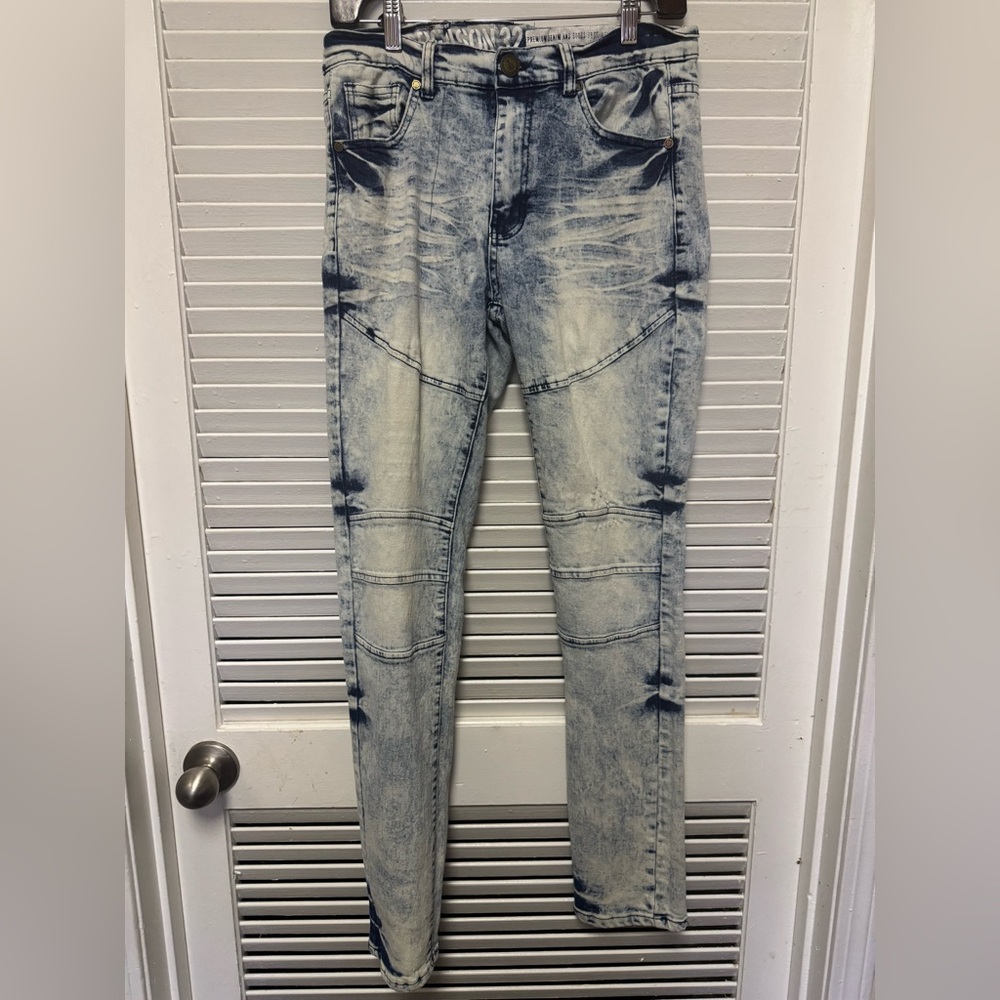 Reason Blue Skinny Jeans Distressed Men's 32